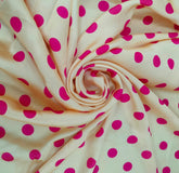 Cream Pink Polka Dot Modal Satin Printed