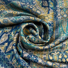 Sea Green Multicolour Jacquard Silk Brocade