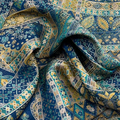 Sea Green Multicolour Jacquard Silk Brocade