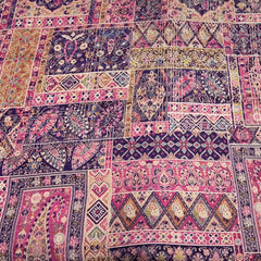 Purple Multicolour Jacquard Silk Brocade