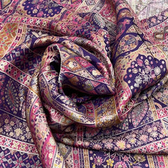 Purple Multicolour Jacquard Silk Brocade