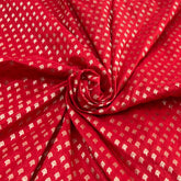 Bright Red Floral Silk Zari Butti Brocade