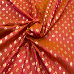 Two Tone Orange Silk Zari Butti Brocade
