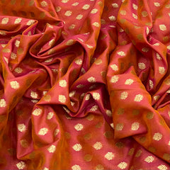 Two Tone Orange Silk Zari Butti Brocade