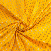 Bright Yellow Silk Zari Butti Brocade
