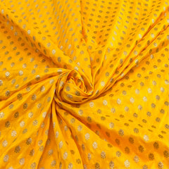 Bright Yellow Silk Zari Butti Brocade