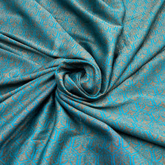 Turquoise Blue Jacquard Munga Silk Zari Brocade
