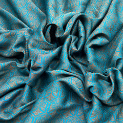 Turquoise Blue Jacquard Munga Silk Zari Brocade