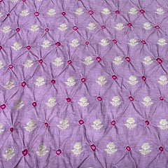 Lilac Purple Bandhani Zari Butti Chinia Silk