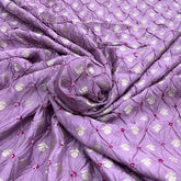 Lilac Purple Bandhani Zari Butti Chinia Silk