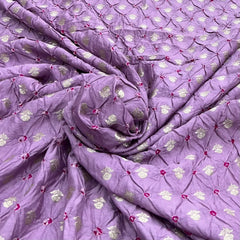 Lilac Purple Bandhani Zari Butti Chinia Silk