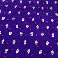 Purple Bandhani Zari Butti Chinia Silk