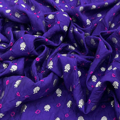 Purple Bandhani Zari Butti Chinia Silk