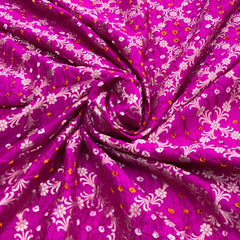 Rani Pink Bandhani Zari Jal Chinia Silk