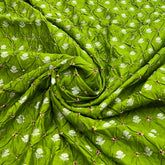 Forest Green Bandhani Zari Butti Chinia Silk