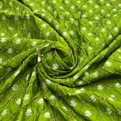 Forest Green Bandhani Zari Butti Chinia Silk