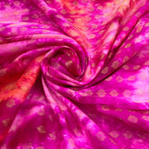 Rani Pink Rainbow Tie Dye Raw Silk Zari Butti Brocade