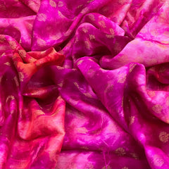 Rani Pink Rainbow Tie Dye Raw Silk Zari Butti Brocade
