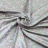 Grey & Pink Floral Tilfi Silk Brocade