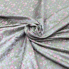 Grey & Pink Floral Tilfi Silk Brocade
