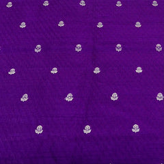 Purple Texture Floral Zari Butti Raw Silk Brocade