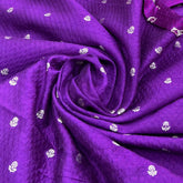 Purple Texture Floral Zari Butti Raw Silk Brocade