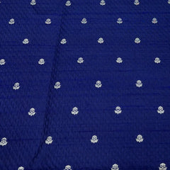 Navy Blue Texture Floral Zari Butti Raw Silk Brocade