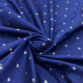 Navy Blue Texture Floral Zari Butti Raw Silk Brocade