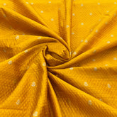 Mango Yellow Texture Floral Zari Butti Raw Silk Brocade