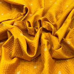 Mango Yellow Texture Floral Zari Butti Raw Silk Brocade