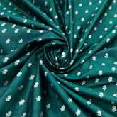 Bottle Green Floral Zari Butti Raw Silk Brocade