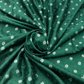 Bottle Green Texture Floral Zari Butti Dupion Silk Brocade