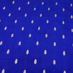Royal Blue Floral Zari Butti Silk Brocade