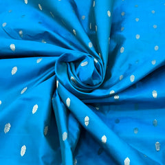 Firozi Blue Floral Zari Butti Silk Brocade