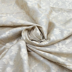 Natural Gold Floral Jal Munga Silk Zari Brocade