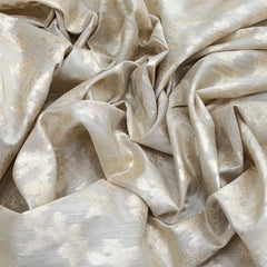 Natural Gold Floral Jal Munga Silk Zari Brocade