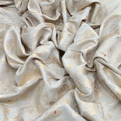 Natural Gold Floral Jal Munga Silk Meenakari Zari Brocade