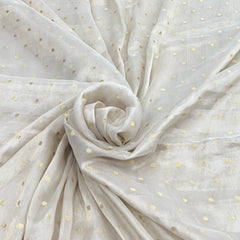Natural Gold Polka Dot Crepe Tissue Zari Brocade