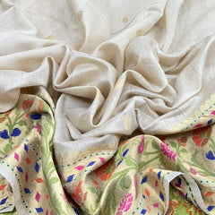 Natural Gold Jamdani Munga Silk Zari Brocade