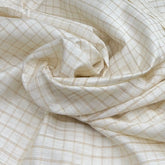 Off White Zari Checks Munga Silk Brocade