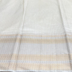 Off White Zari Border Checks Chinia Silk Brocade