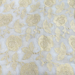 Off White Floral Zari Jal Pure Georgette Brocade