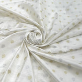 White Silver Gold Floral Zari Butti Raw Silk Brocade