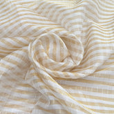 White Gold Stripe Zari Tissue Organza Brocade