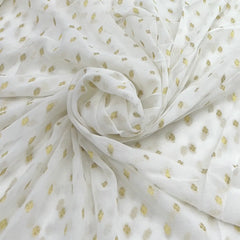 Off White Zari Butti Georgette Brocade