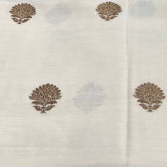 Off White Floral Zari Butta Munga Silk Brocade