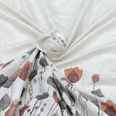 Off White And Grey Floral Daman Flex Printed Linen