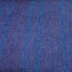 Denim Blue With Red Kantha Embroidered Denim