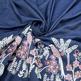 Denim Blue Floral Bird Daman Embroidered Denim
