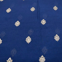 Navy Blue Floral Motif Mul Chanderi Embroidery